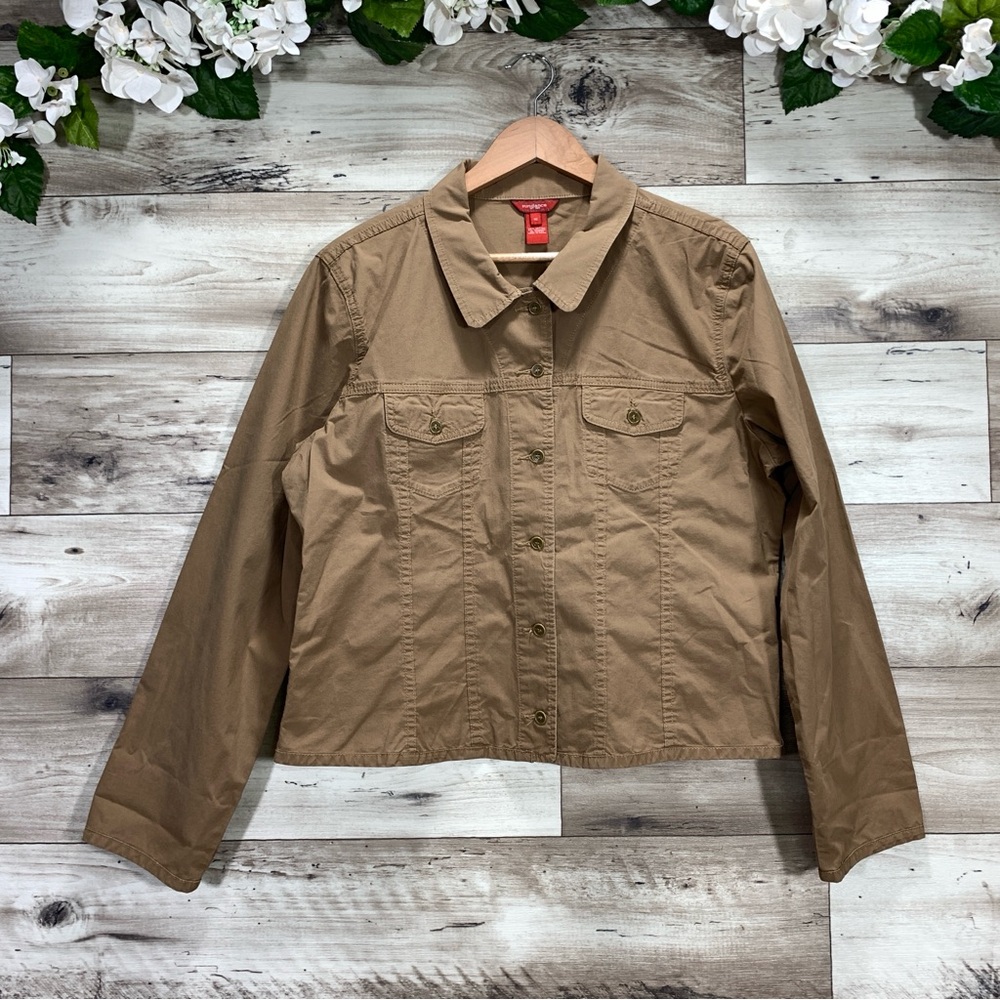 Sundance women's size 16 button down lightweight brown utility jacket minimalist